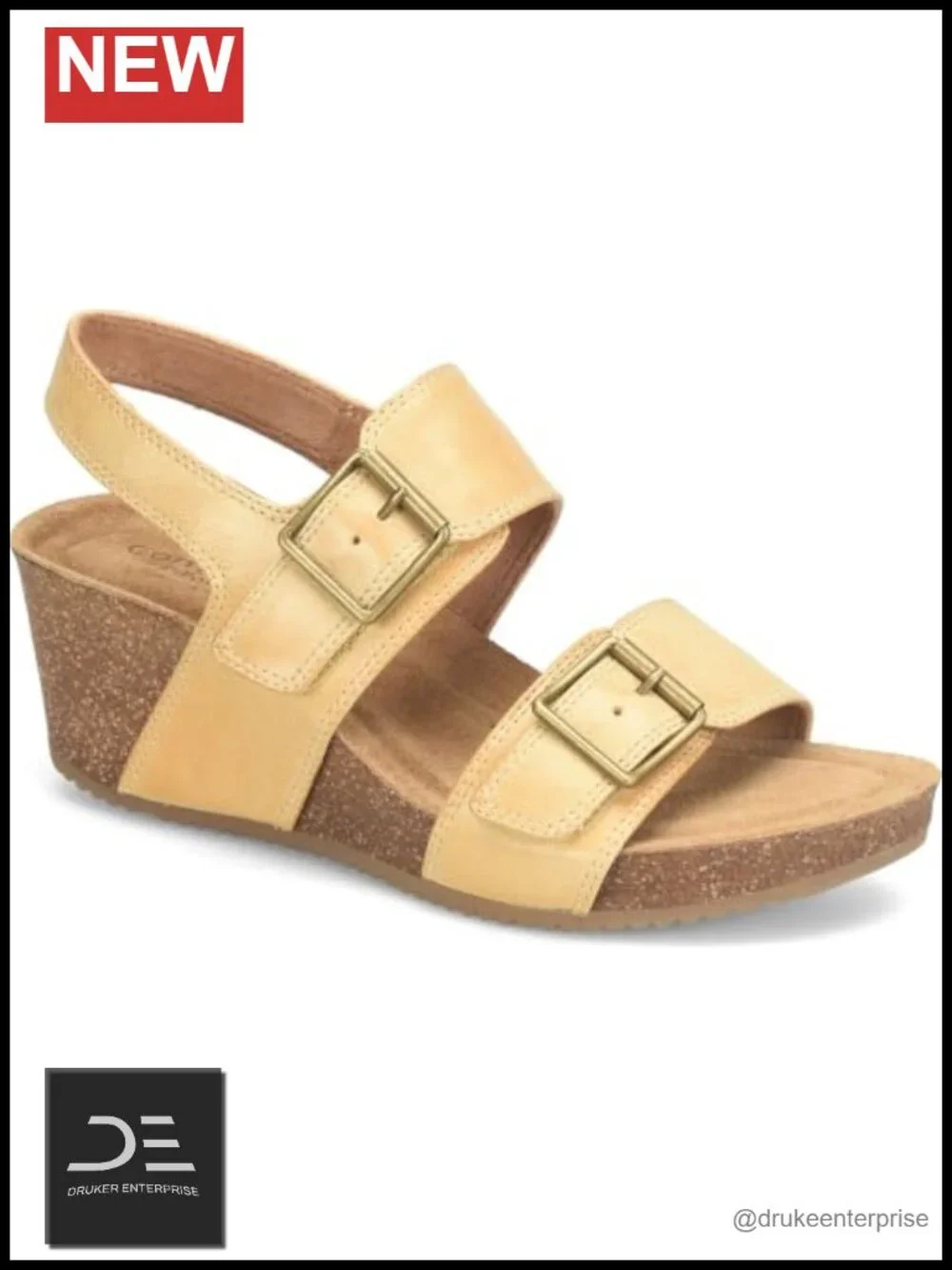 Comfortiva Women's Erlina Wedge Sandals - Leather Adjustable Hook & Loop